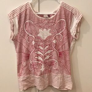 Red and white embroidered Akemi & Kin Top